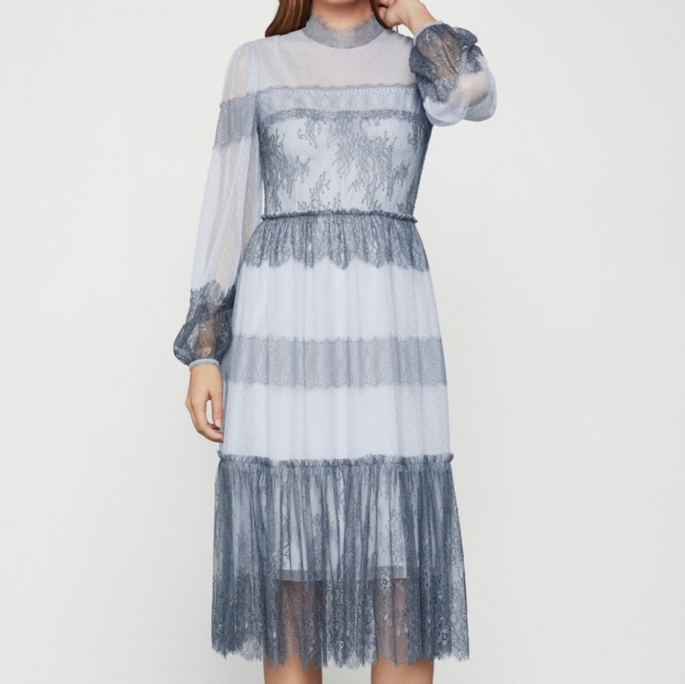BCBG MAXAZRIA Lace Cottagecore Midi Dress